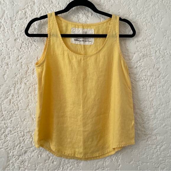 not PERFECT LINEN Yellow Tank Top in Small / Medium, Sleeveless Blouse No Flaws - Picture 1 of 10